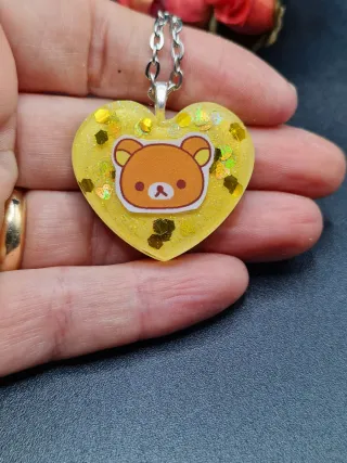 Ciondolo Cuore Giallo Glitter Rilakkuma
