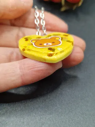 Ciondolo Cuore Giallo Glitter Rilakkuma