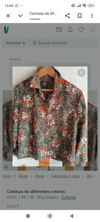 Camisa estampada floral verde y marrón