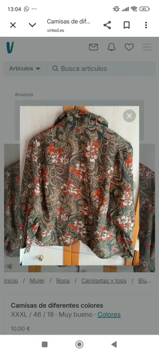 Camisa estampada floral verde y marrón