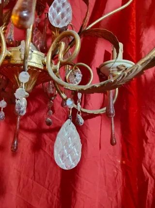 Lampadario Foglia Oro Vetro Metallo