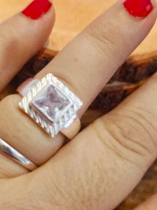 Anillo plata con piedra cuadrada