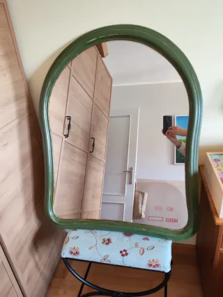 Espejo verde curvas efecto envejecido