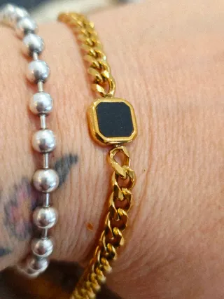 Pulsera Acero Inoxidable Negra y Dorada