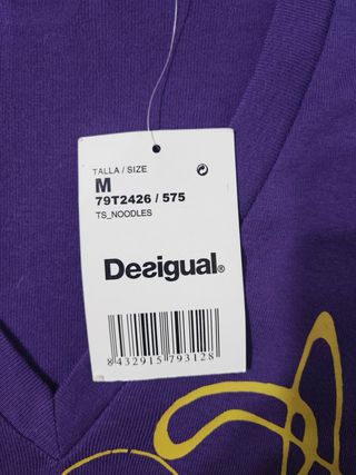 Desigual/ Camiseta morada estampada manga larga M
