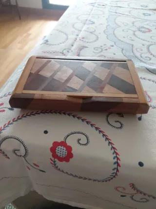 Dominó Caja Madera Antigua Firma Artesanal