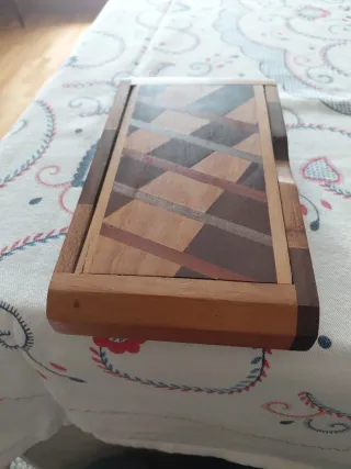 Dominó Caja Madera Antigua Firma Artesanal