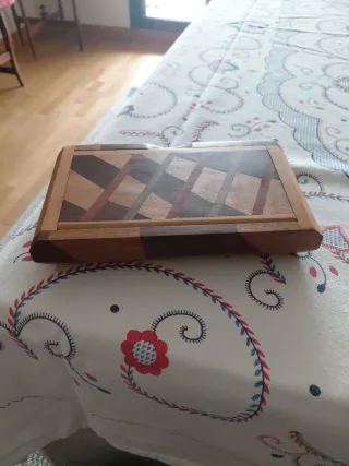 Dominó Caja Madera Antigua Firma Artesanal
