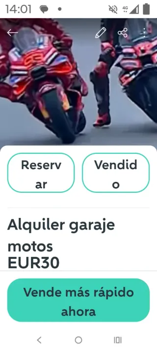Plaza de garaje para moto