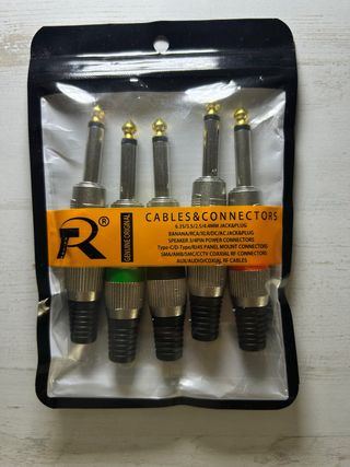 Pack 5 conectores Jack 6.35mm metálicos