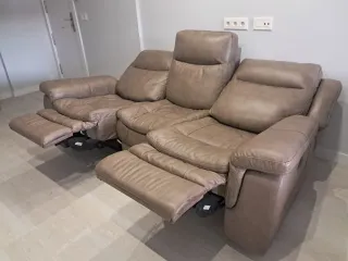 Sofá reclinable 3 plazas piel