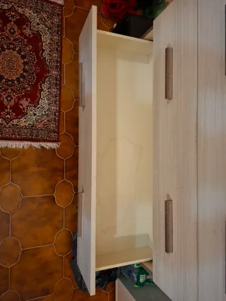 Cassettiera 3 cassetti legno e beige