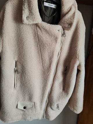 Abrigo Mango Beige Borreguito