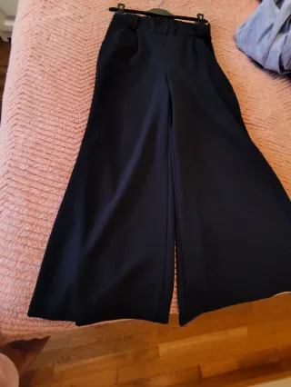 Pantalón ancho azul oscuro moda italiana