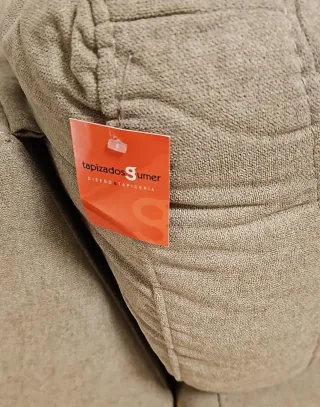 Sofá 3 plazas tela beige/gris