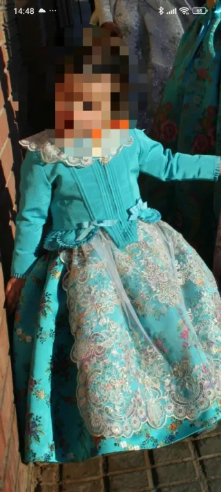 Traje de Fallera Niña Azul.