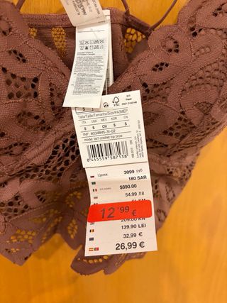 Tops lenceros encaje gris y marrón talla S