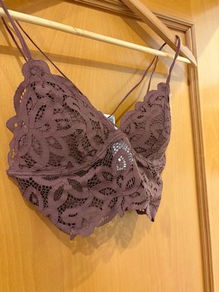 Tops lenceros encaje gris y marrón talla S