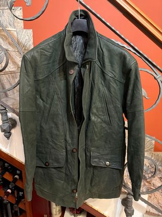 Giacca in vera pelle vintage verde