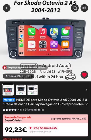 Radio Pantalla Android con GPS para Skoda Octavia