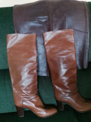 Stivali Lario vera pelle marrone anni '80