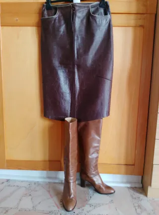 Stivali Lario vera pelle marrone anni '80