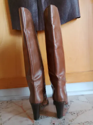 Stivali Lario vera pelle marrone anni '80
