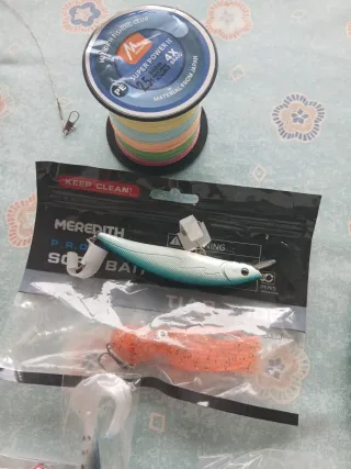 Kit Pesca Caña Carrete Señuelos Red Báscula