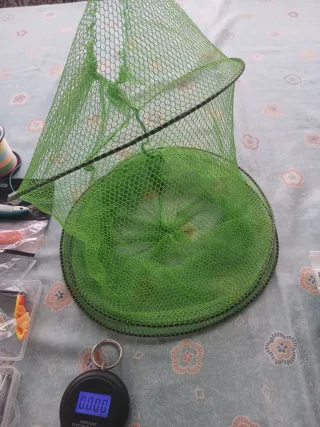 Kit Pesca Caña Carrete Señuelos Red Báscula