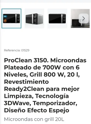 Microondas Cecotec Grill ProClean 3150
