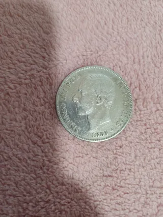 Moneda 5 Pesetas Plata Alfonso XII 1885