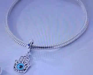 Charm Mano de Fátima Ojo Azul Plata