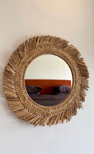 Espejo redondo fibras naturales estilo Boho