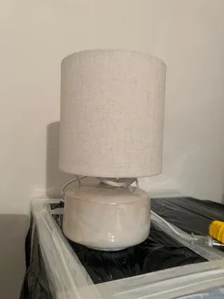 Lámpara mesa cerámica y tela. Más en mi perfil