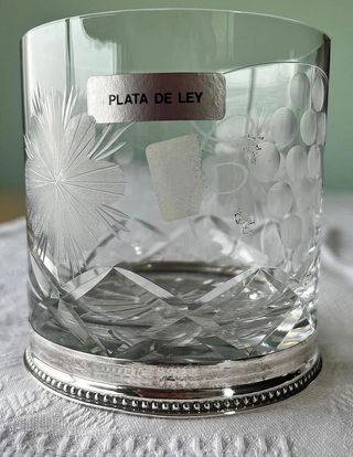 Juego vintage 6 vasos + cubitera + jarra – Cristal