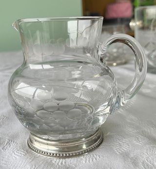 Juego vintage 6 vasos + cubitera + jarra – Cristal