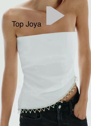 Top palabra de honor Zara con pedrería