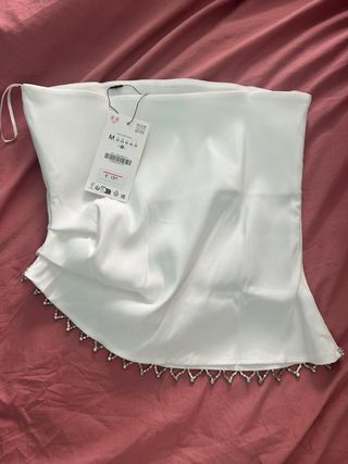 Top palabra de honor Zara con pedrería