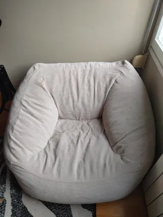 Puff grande salón corduroy beige