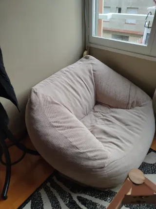 Puff grande salón corduroy beige