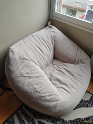 Puff grande salón corduroy beige