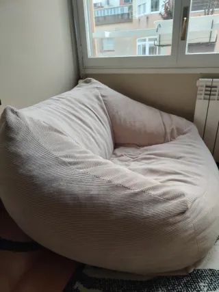 Puff grande salón corduroy beige