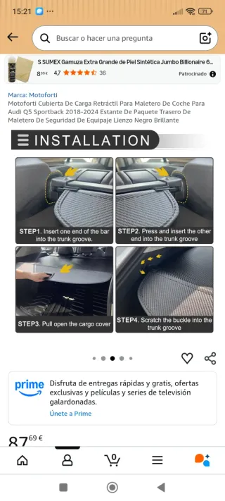 Cubierta Maletero Audi Q5 Sportback 2018-2024