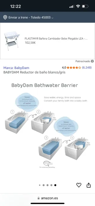 Reductor de bañera BabyDam blanco/gris