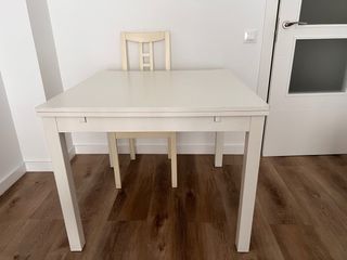 Tavolo da pranzo bianco in legno allungabile