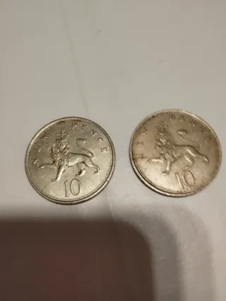 2 Monedas 10 New Pence 1968-1973