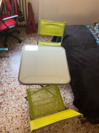 Tavolino e 2 sedie pieghevoli per balcone