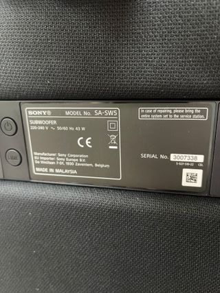 Sony SA-SW5 Subwoofer Inalámbrico