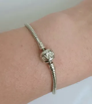 Pulsera flexible baño plata  charms.