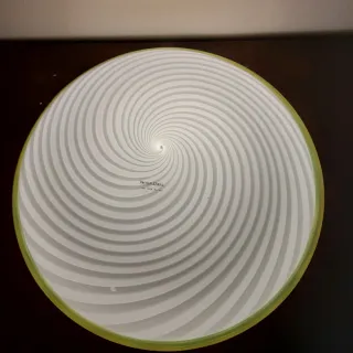 Lampada Murano Vetro Spirale Giallo Bianco